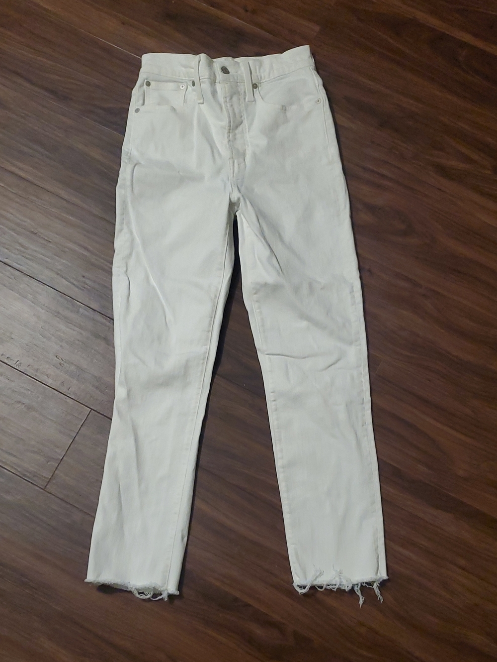 Madewell The Perfect Vintage Crop White Jeans with Raw Hem